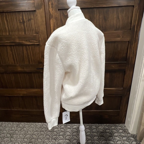 Zyia Jacket White Flying V Fleece Activewear Sherpa Full Zip Jacket Size S - Picture 11 of 11